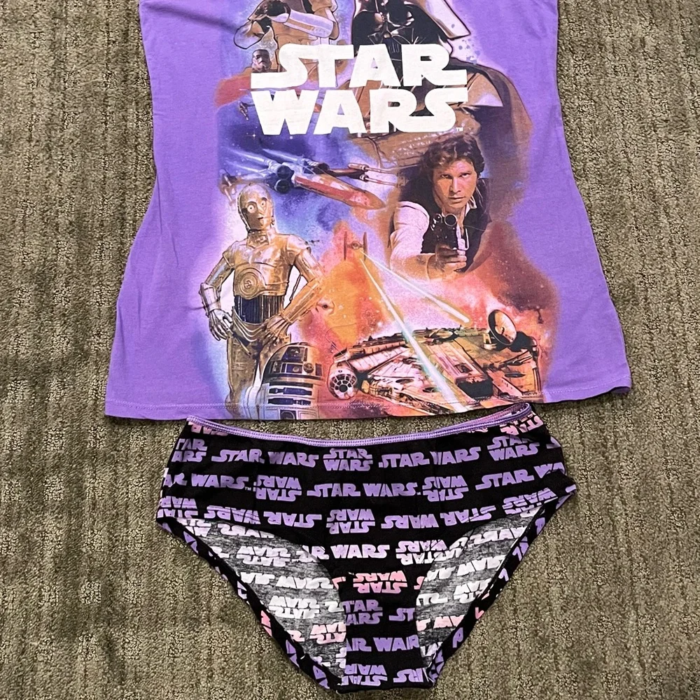 New Disney Star Wars Purple Racerback Tank Top and matching bottoms Women’s XL - Picture 3 of 8